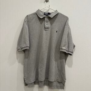 VTG Polo Ralph Lauren Men's Large Polo Shirt Gray Short Sleeve 90s Preppy Casual